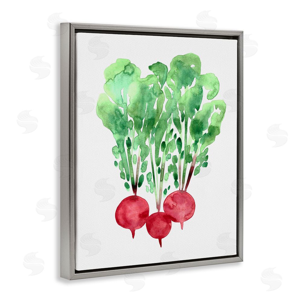 Camila Juncos Watercolor Garden Radishes Gray Floating Frame Canvas Art Print