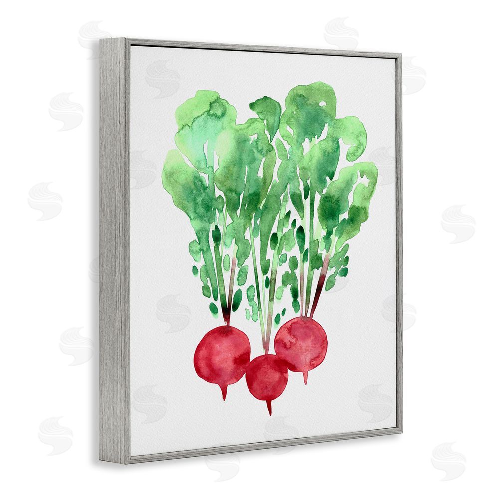 Camila Juncos Watercolor Garden Radishes Gray Framed Giclee Art Print