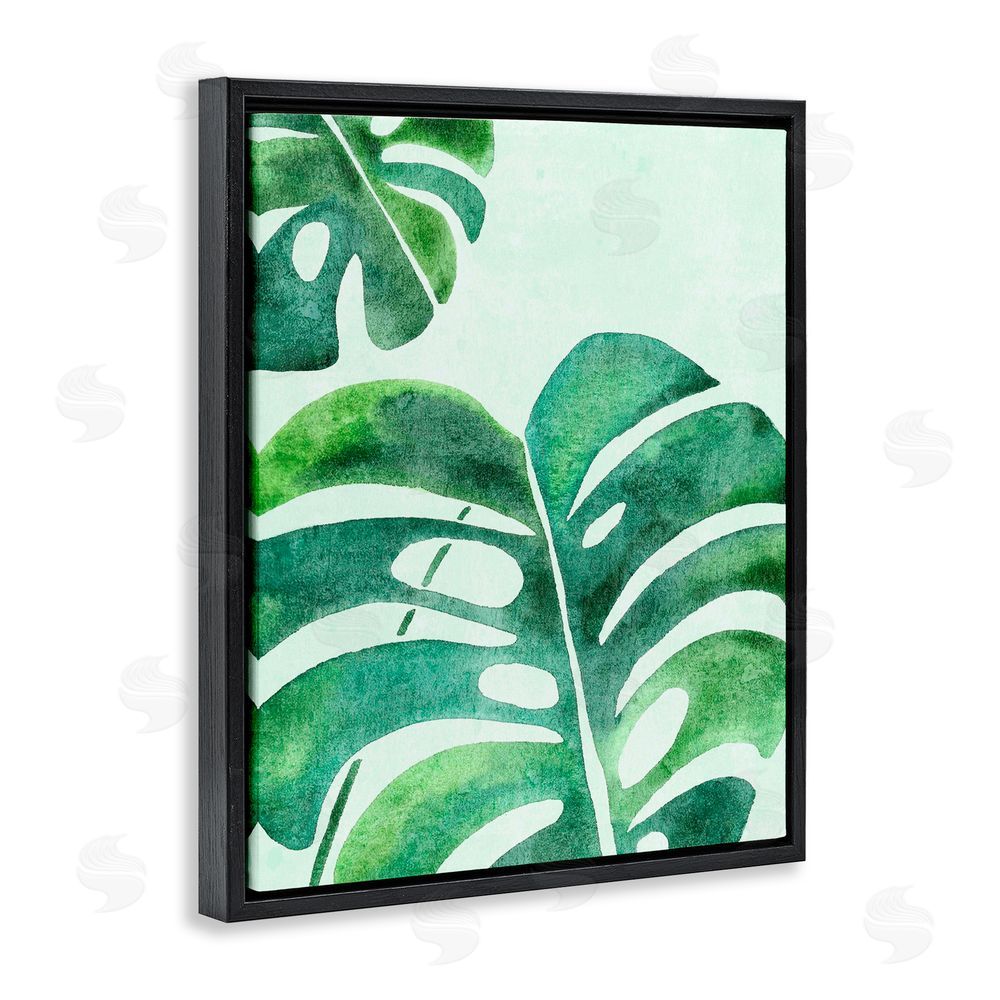 Camila Juncos Monstera Leaf Tropics Black Floating Frame Canvas Wall Art Print