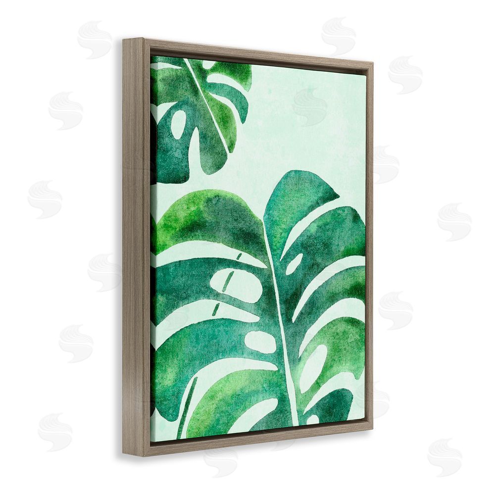 Camila Juncos Monstera Leaf Tropics Brown Floating Frame Canvas Art Print