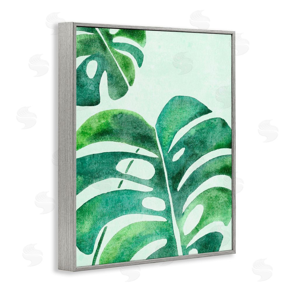 Camila Juncos Monstera Leaf Tropics Gray Framed Giclee Art Print