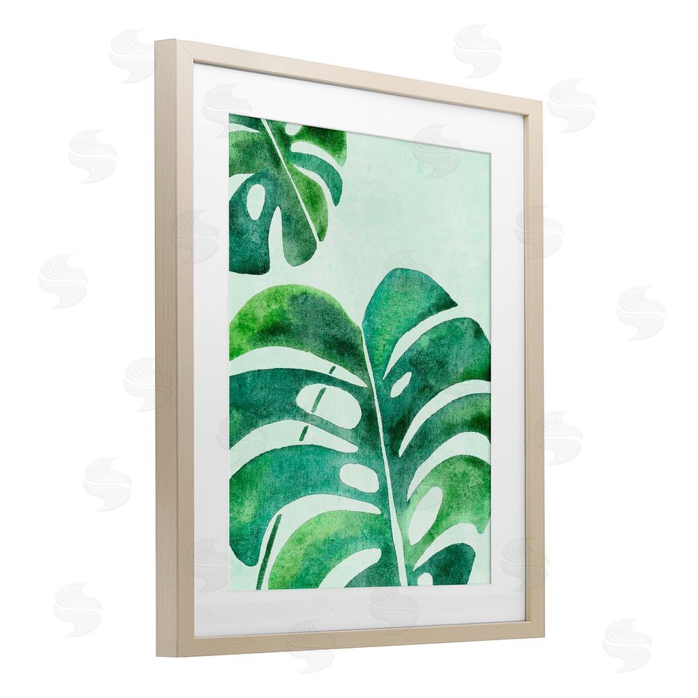 Camila Juncos Monstera Leaf Tropics Birch Framed Print Under Glass Art