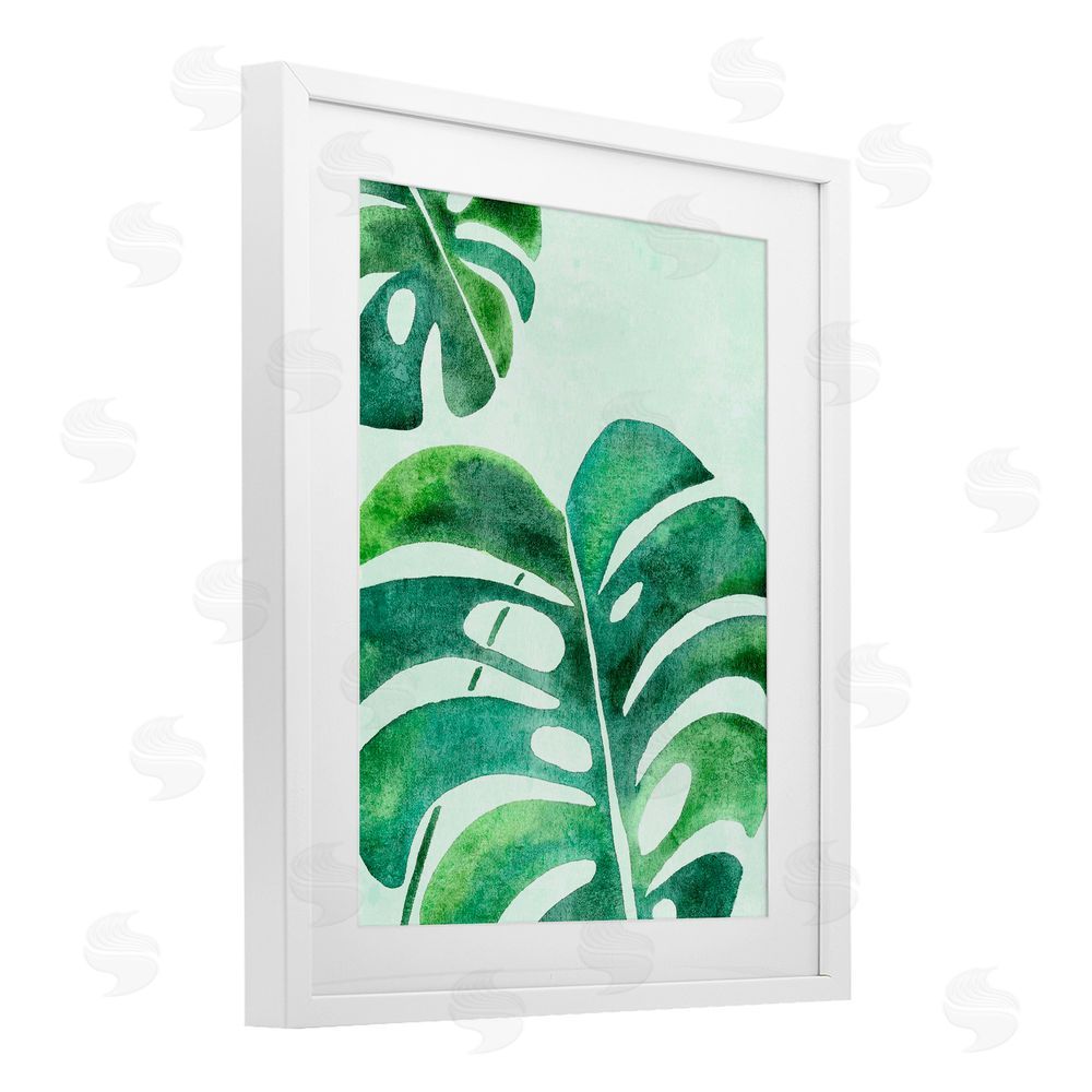 Camila Juncos Monstera Leaf Tropics White Framed Print Under Glass Art