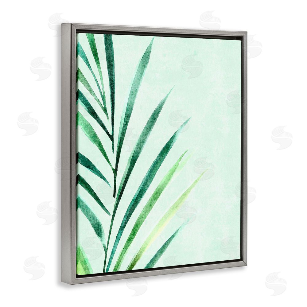 Camila Juncos Palm Leaf Tropics Gray Floating Frame Canvas Art Print