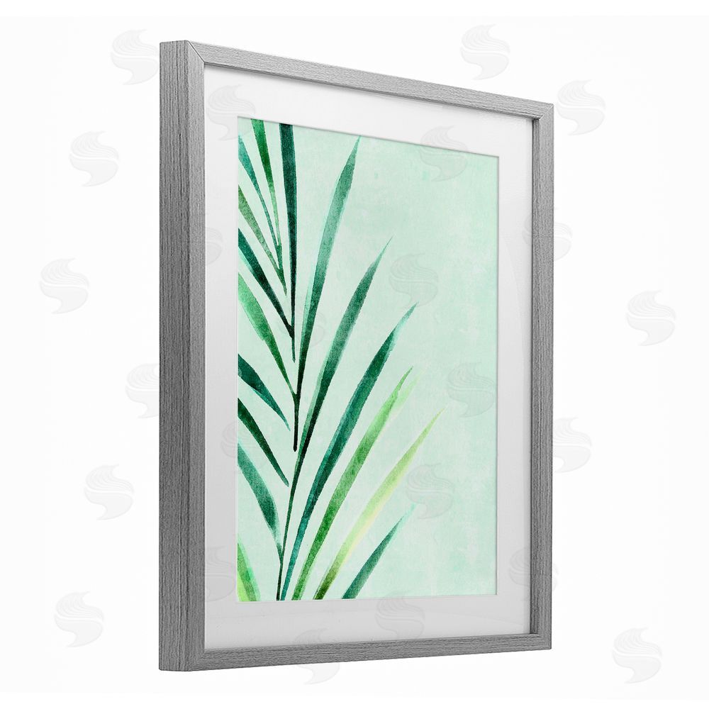 Camila Juncos Palm Leaf Tropics Gray Framed Print Under Glass Art