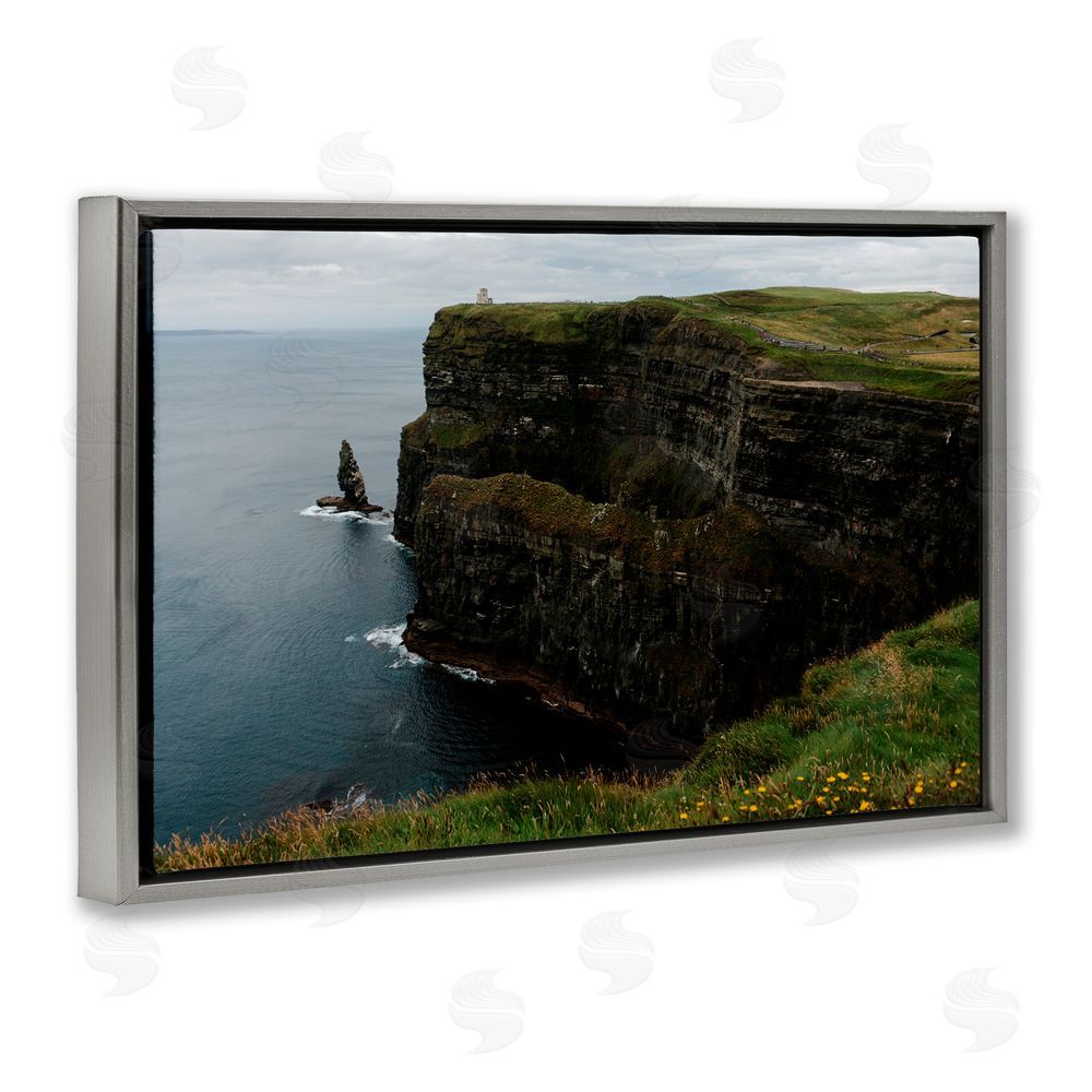 Jade Sharp Photo Scenic Ireland Cliffs Gray Floating Frame Canvas Art Print