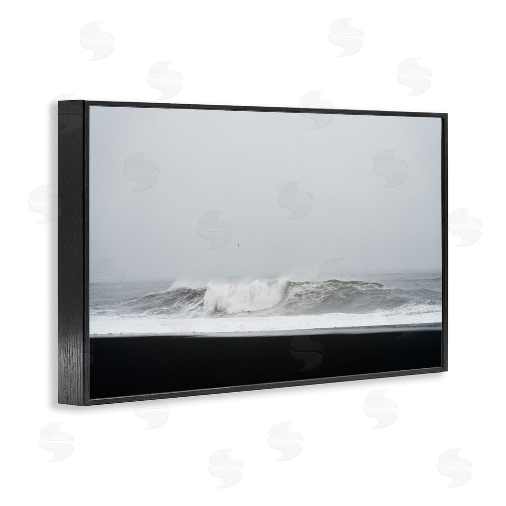 Jade Sharp Photo Black Sand Beach Waves Black Framed Giclee Art Print