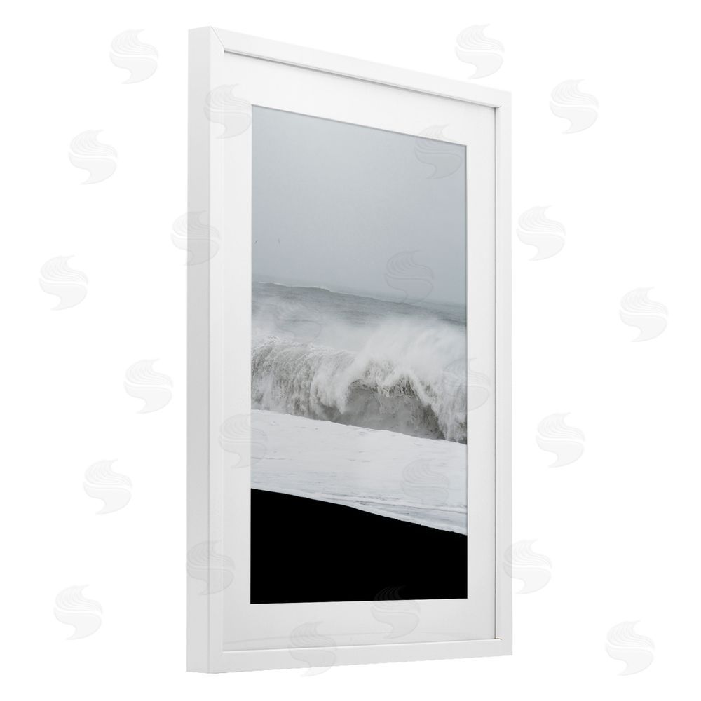 Jade Sharp Photo Beach Foam Crashing White Framed Print Under Glass Art