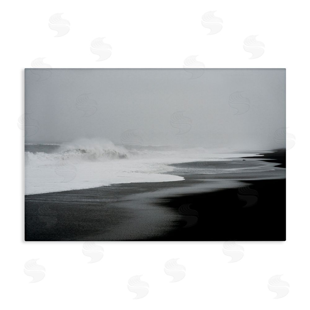 Jade Sharp Photo Cresting Waves Black Sand Coast Canvas Wall Art Print
