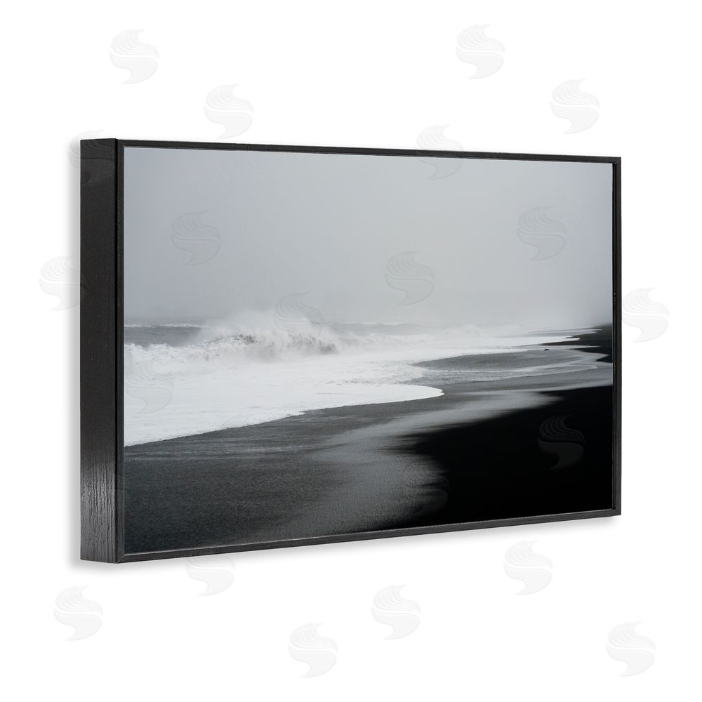 Jade Sharp Photo Cresting Waves Black Sand Coast Black Framed Giclee Art Print