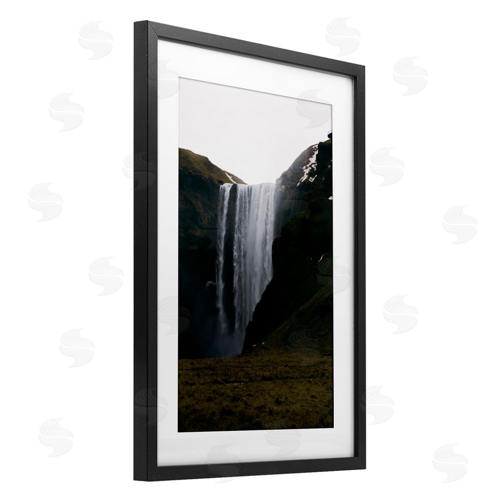 Jade Sharp Photo Crashing Icelandic Waterfall Black Framed Print Under Glass Art