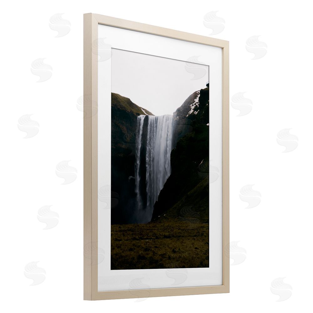 Jade Sharp Photo Crashing Icelandic Waterfall Birch Framed Print Under Glass Art