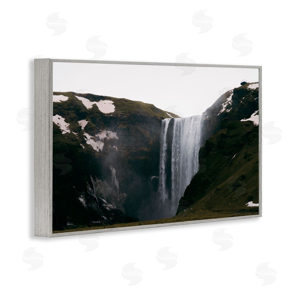 Jade Sharp Photo Serene Icelandic Waterfall Gray Framed Giclee Art Print