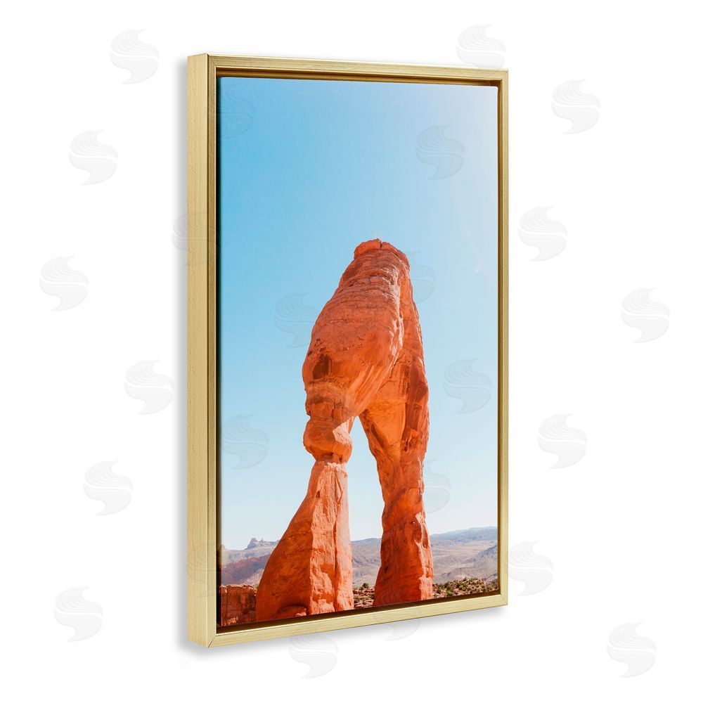 Jade Sharp Photo Natural Desert Archway Gold Floating Frame Canvas Art Print