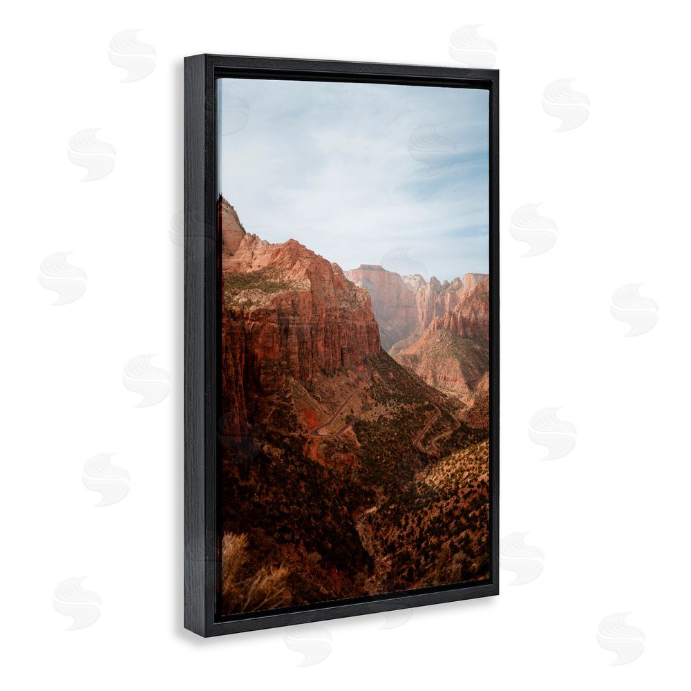 Jade Sharp Photo Breathtaking Zion Canyon View Black Floating Frame Canvas Wall Art Print