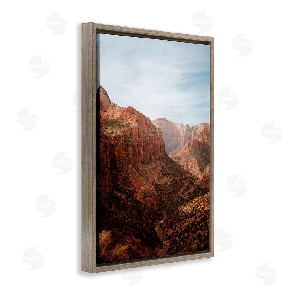 Jade Sharp Photo Breathtaking Zion Canyon View Brown Floating Frame Canvas Art Print