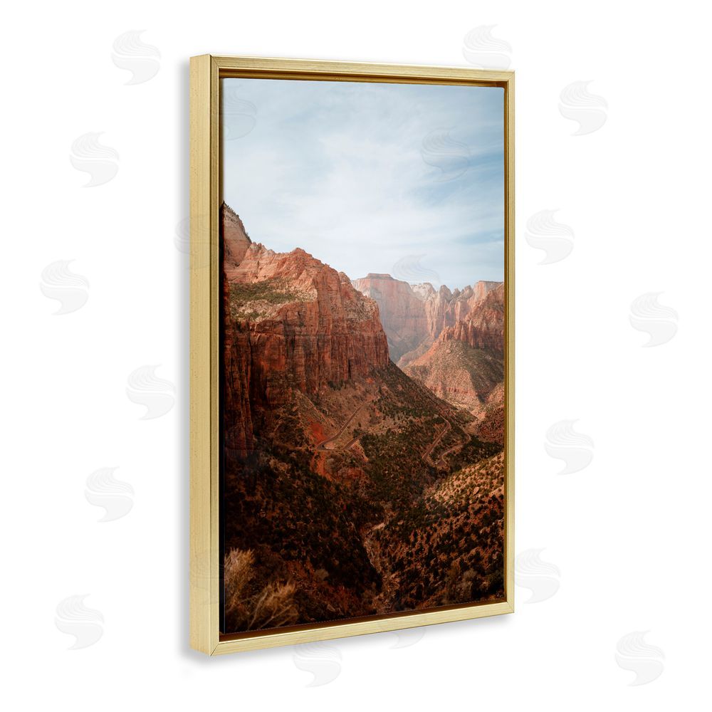 Jade Sharp Photo Breathtaking Zion Canyon View Gold Floating Frame Canvas Art Print
