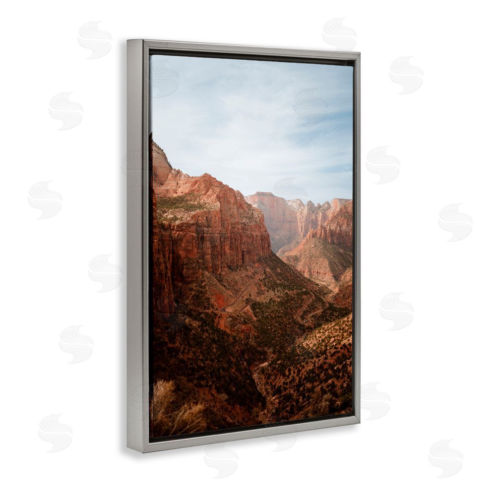 Jade Sharp Photo Breathtaking Zion Canyon View Gray Floating Frame Canvas Art Print
