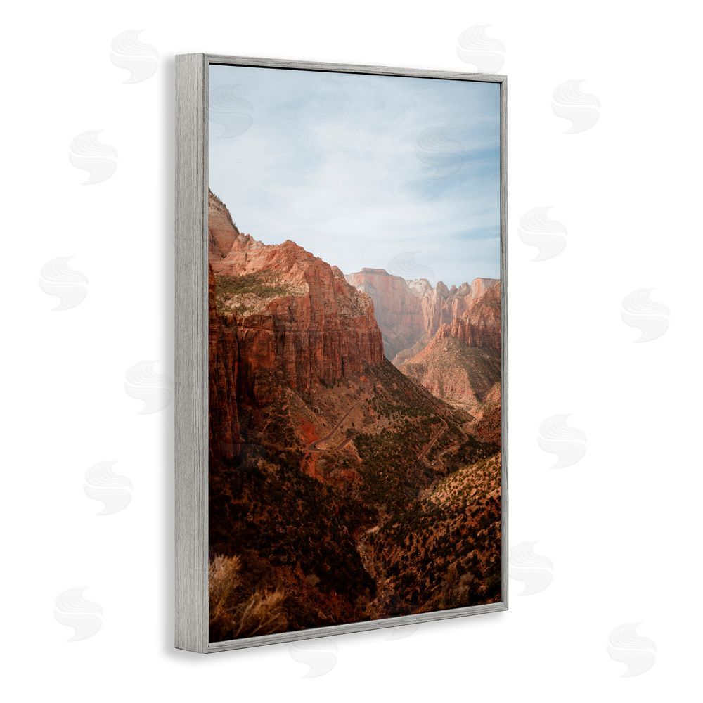 Jade Sharp Photo Breathtaking Zion Canyon View Gray Framed Giclee Art Print