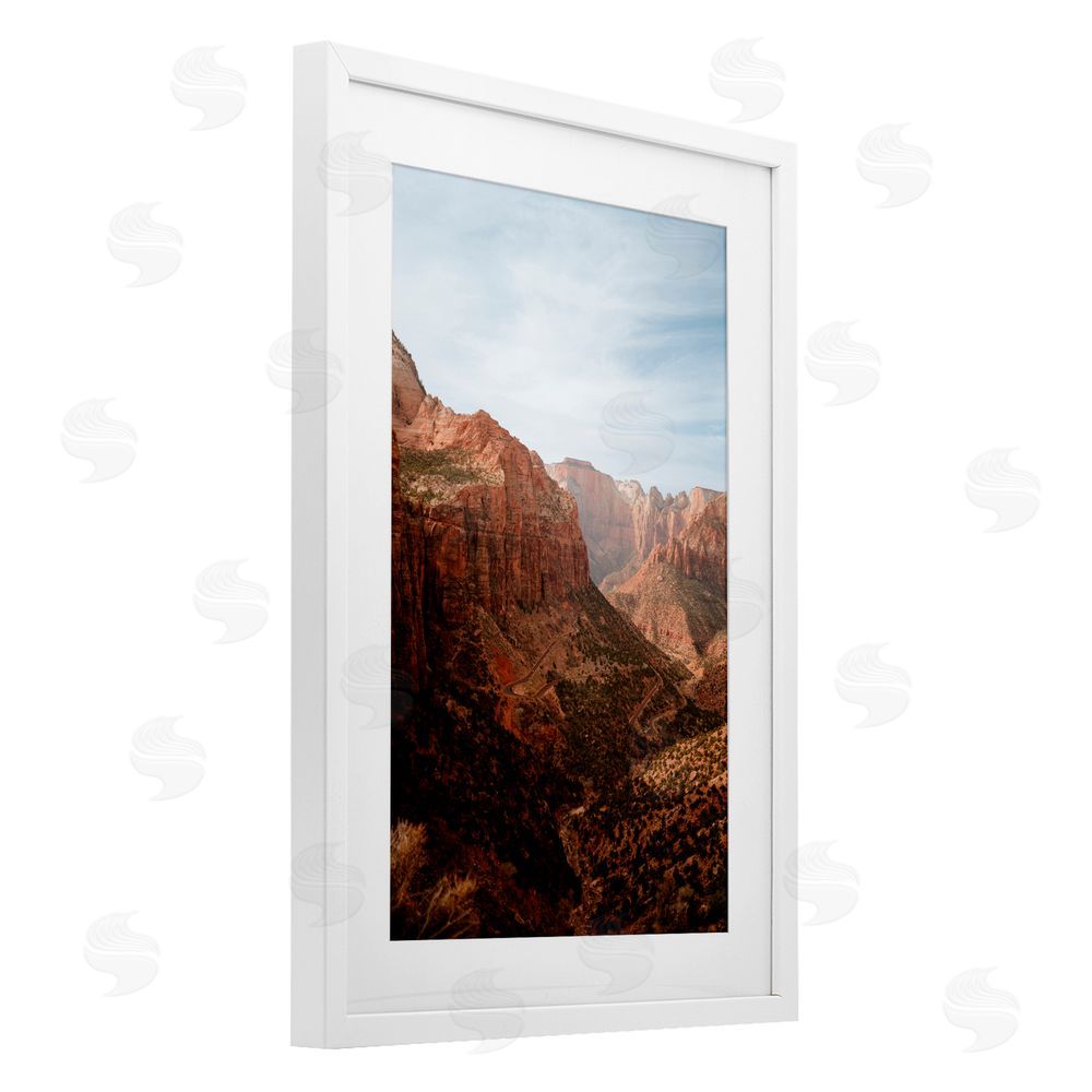 Jade Sharp Photo Breathtaking Zion Canyon View White Framed Print Under Glass Art