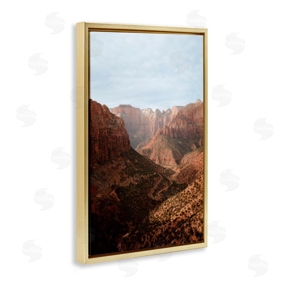 Jade Sharp Photo Vast Canyon Zion Park Gold Floating Frame Canvas Art Print