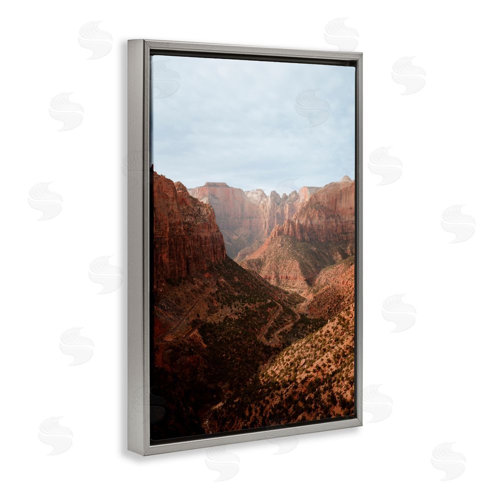 Jade Sharp Photo Vast Canyon Zion Park Gray Floating Frame Canvas Art Print