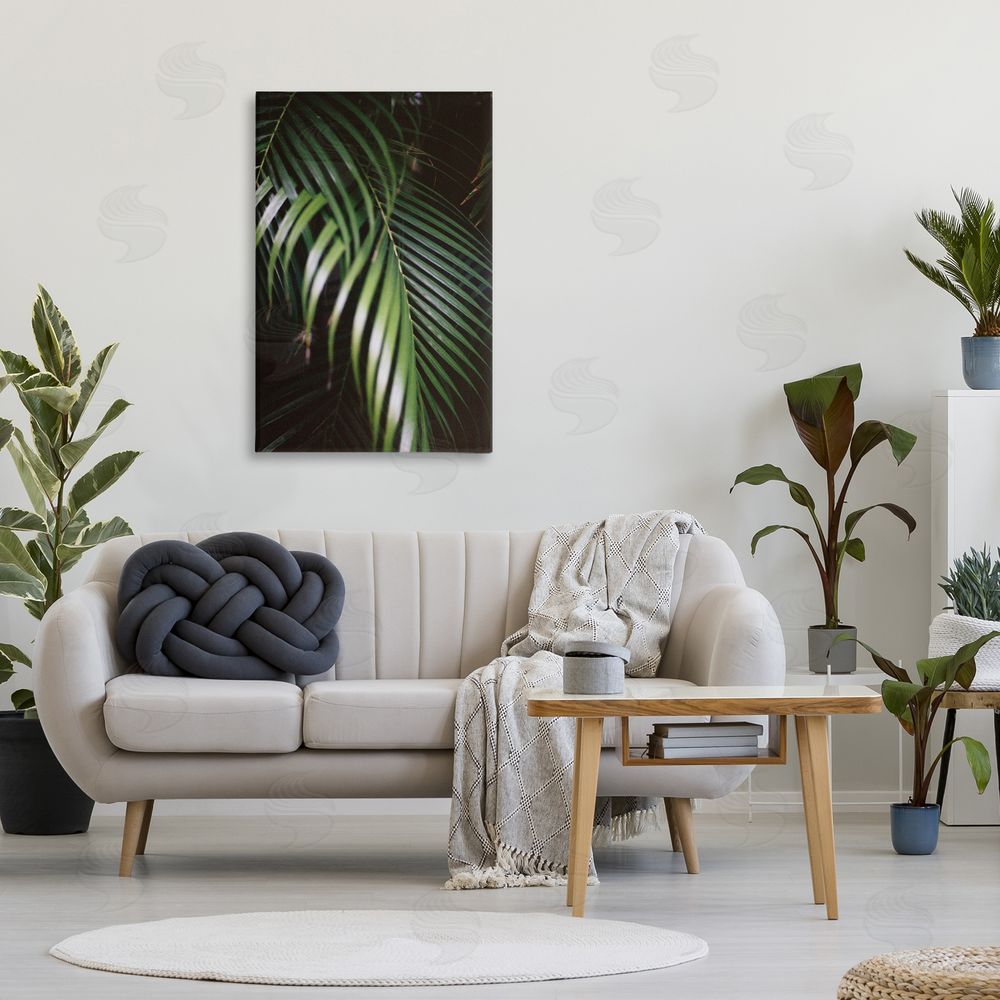 Jade Sharp Photo Palm Leaves Weaving Together Printed Wall Art in Room