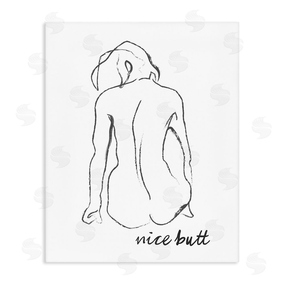 Lettered and Lined Nice Butt Bathroom Refresh Stretched Canvas Wall Art Print
