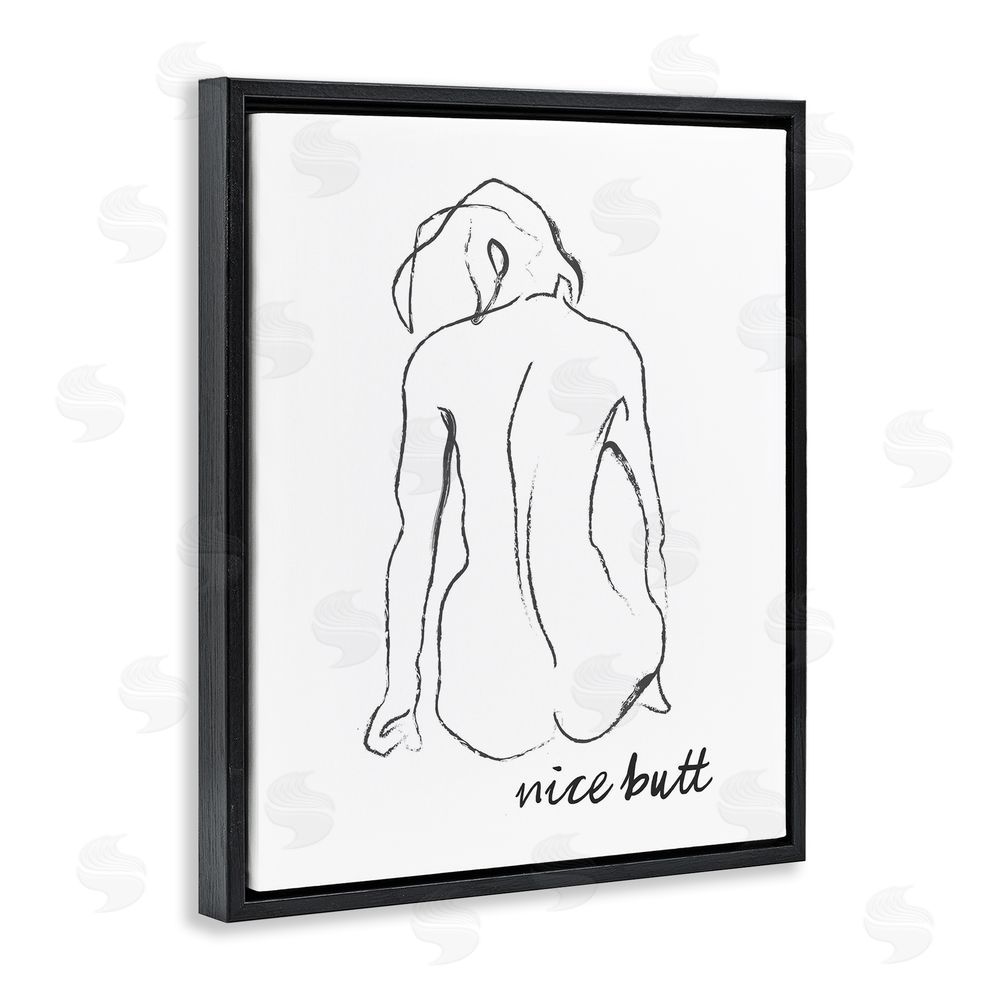 Lettered and Lined Nice Butt Bathroom Refresh Black Floating Frame Canvas Wall Art Print