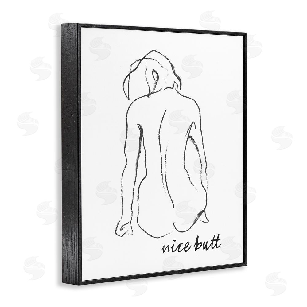 Lettered and Lined Nice Butt Bathroom Refresh Black Framed Giclee Wall Art Print