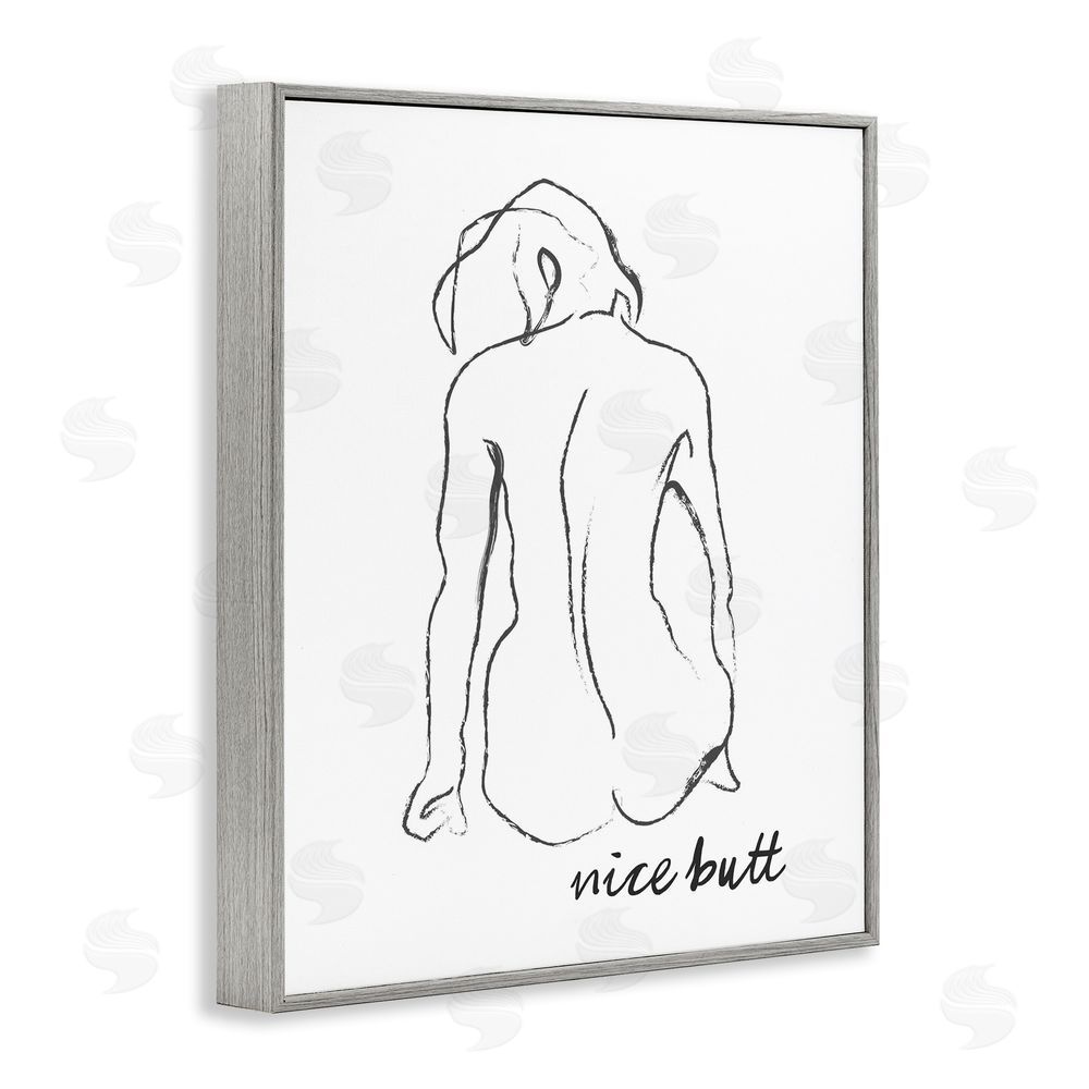 Lettered and Lined Nice Butt Bathroom Refresh Gray Framed Giclee Wall Art Print