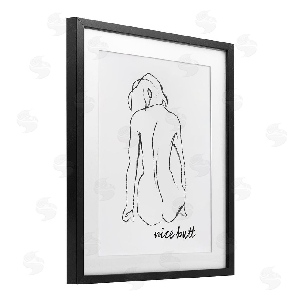 Lettered and Lined Nice Butt Bathroom Refresh Black Framed Print Under Glass Wall Art
