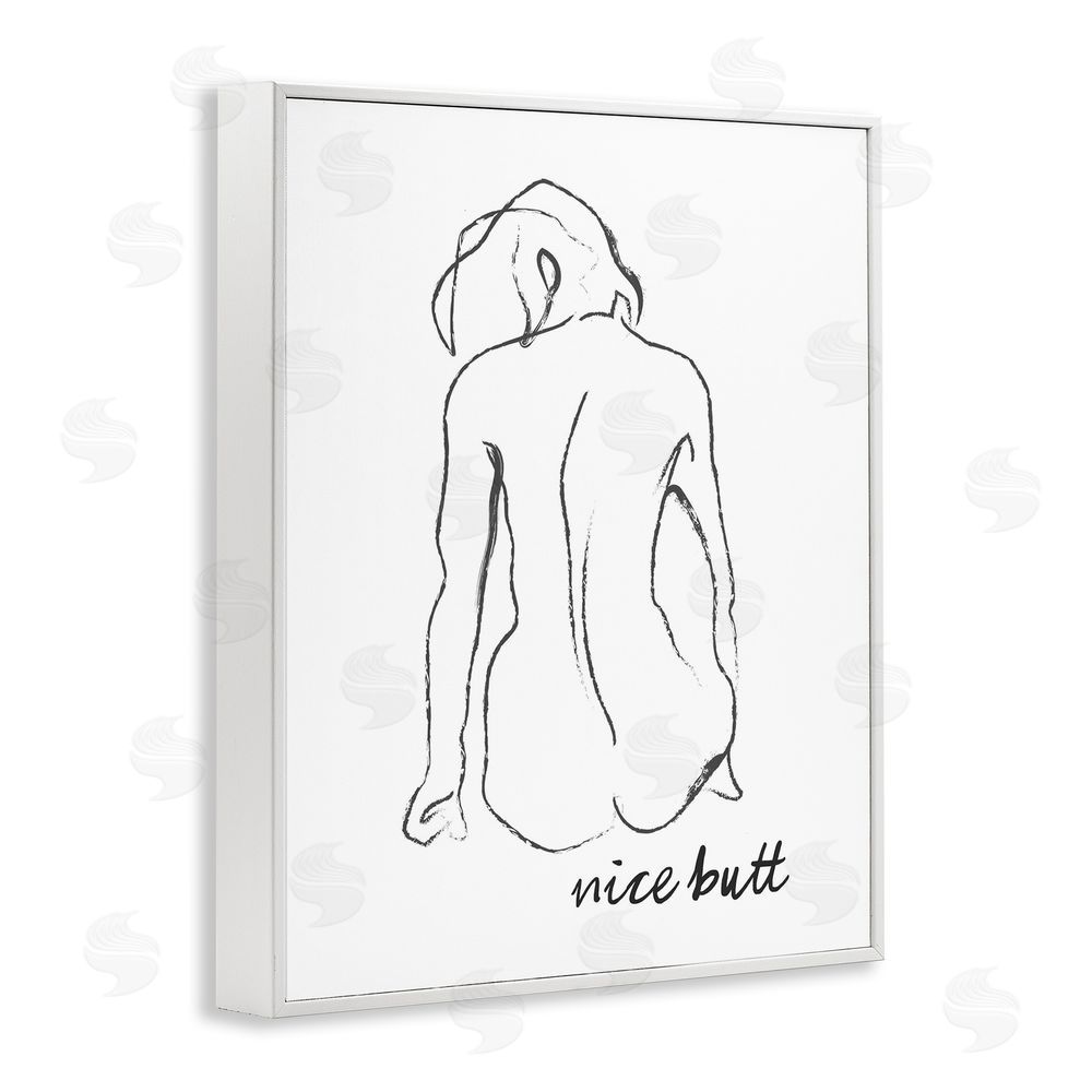 Lettered and Lined Nice Butt Bathroom Refresh White Framed Giclee Wall Art Print