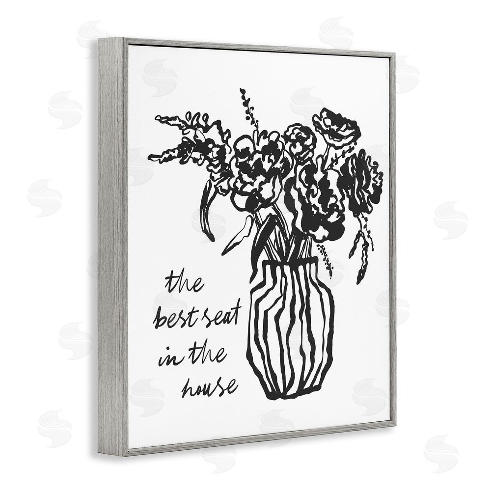 Lettered and Lined Best Seat in House Bathroom Gray Framed Giclee Wall Art Print