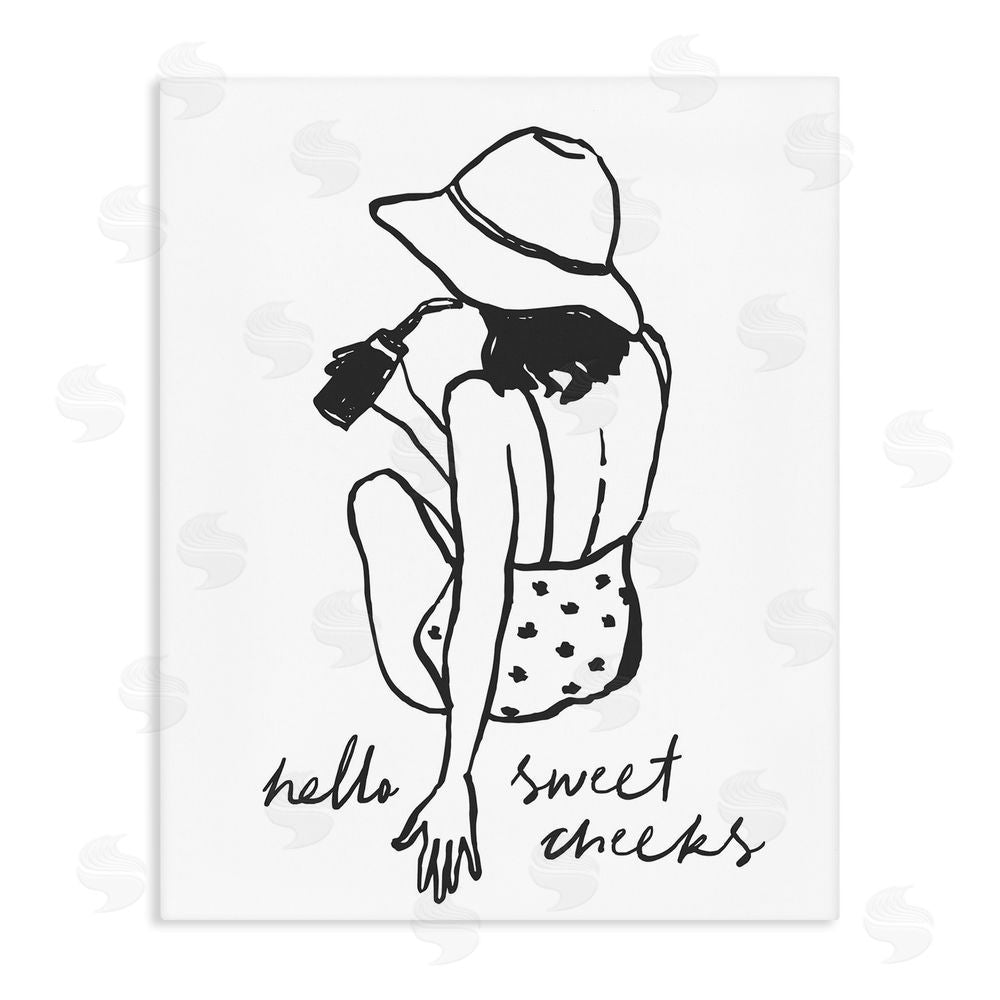 Lettered and Lined Bathroom Refresh Sweet Cheeks Stretched Canvas Wall Art Print