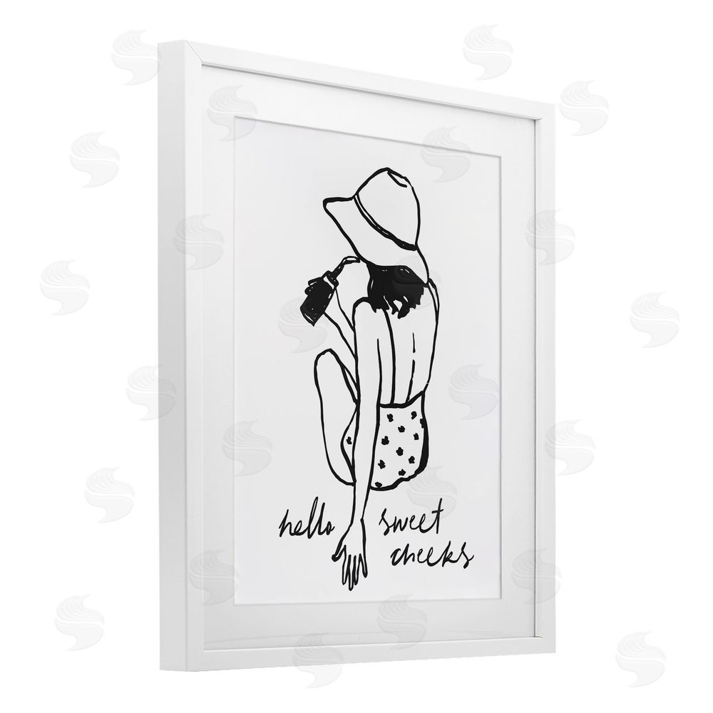 Lettered and Lined Bathroom Refresh Sweet Cheeks White Framed Print Under Glass Wall Art