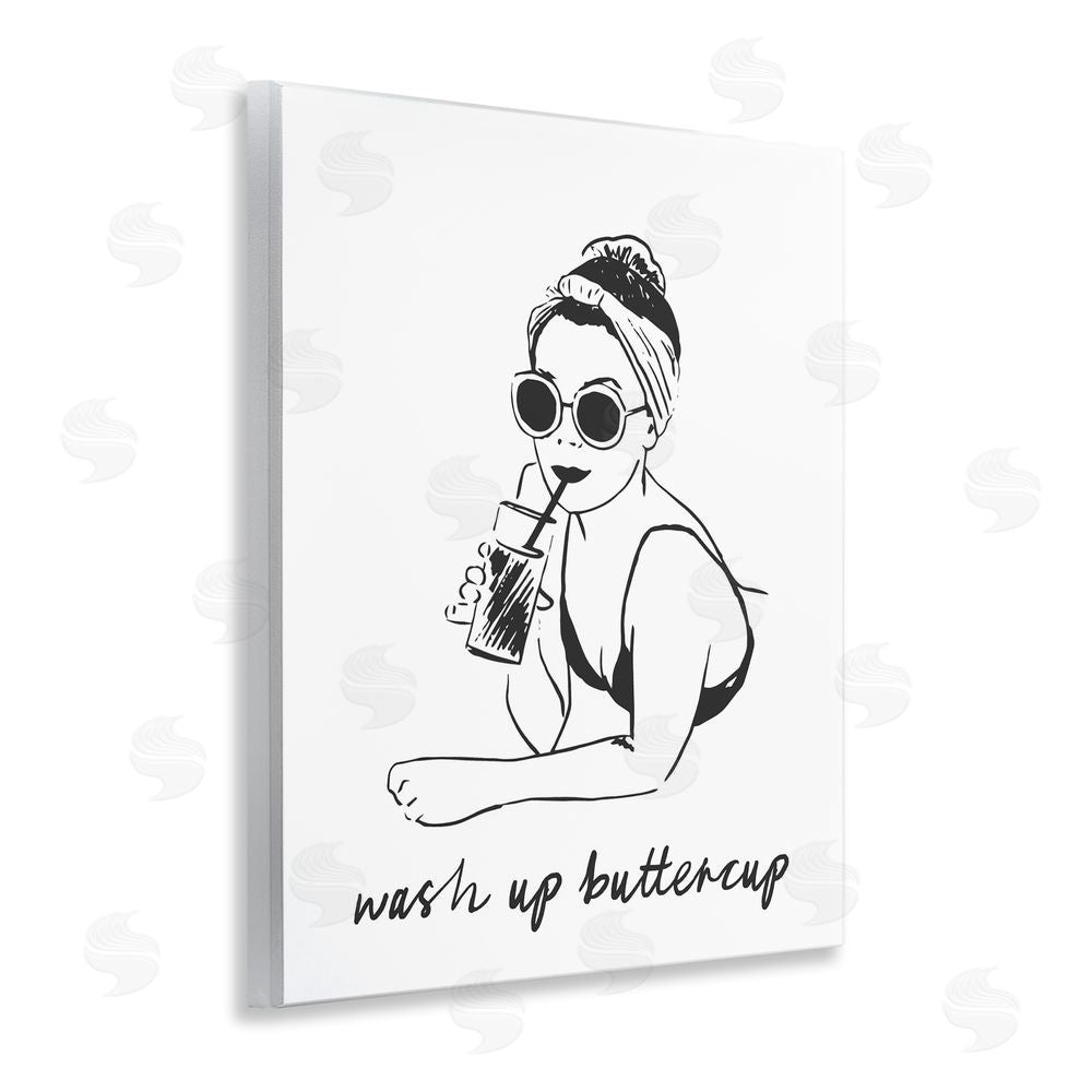 Lettered and Lined Wash Up Buttercup Retro Wall Plaque Art Print