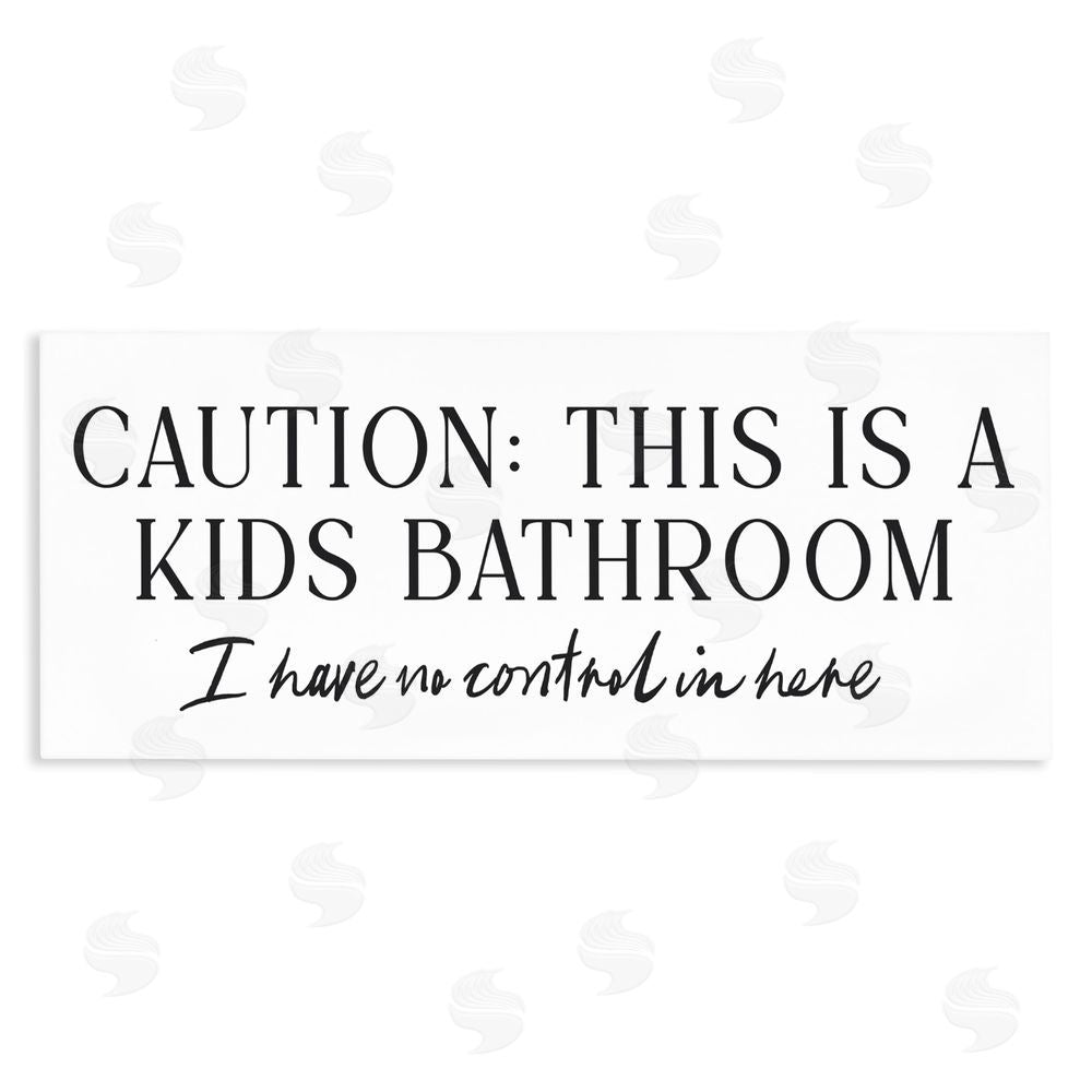 Lettered and Lined No Control Kid's Bathroom Stretched Canvas Wall Art Print