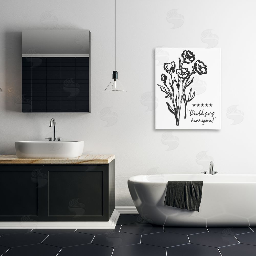 Lettered and Lined Would Poop Here Again Stretched Canvas Wall Art Print in Room