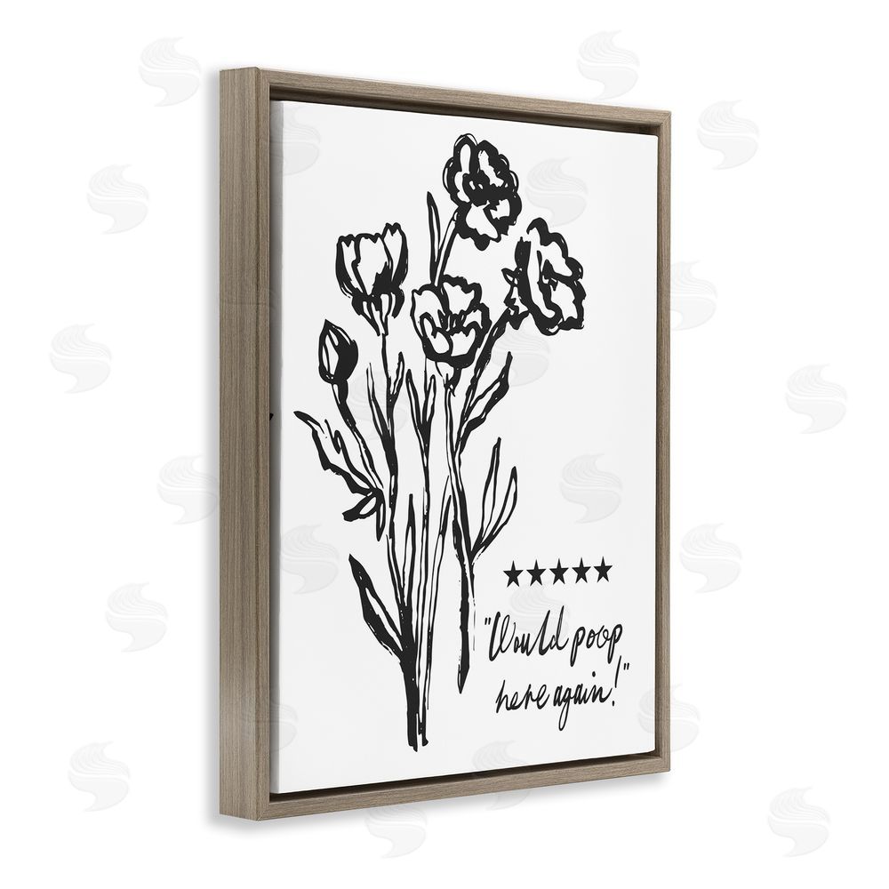 Lettered and Lined Would Poop Here Again Brown Floating Frame Canvas Wall Art Print