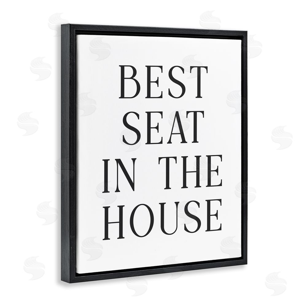 Lettered and Lined Best Seat Bathroom Toilet Black Floating Frame Canvas Wall Art Print