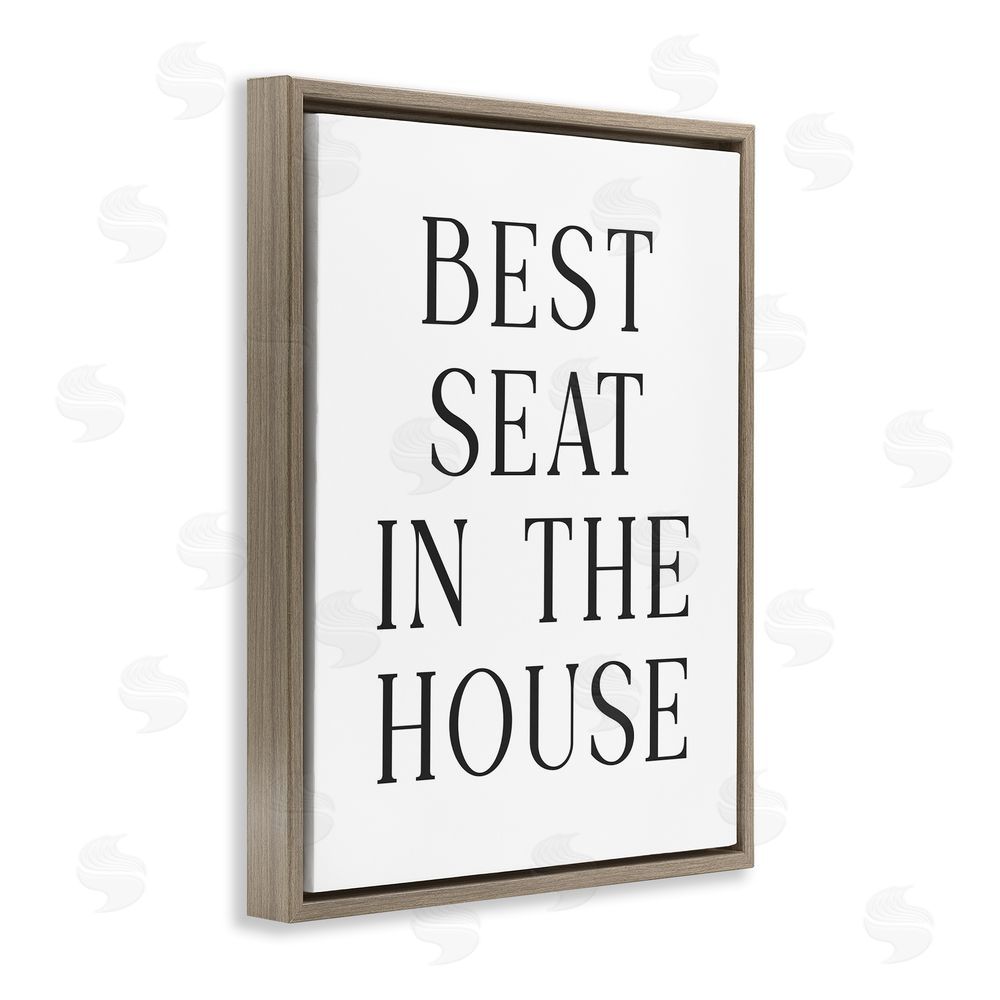 Lettered and Lined Best Seat Bathroom Toilet Brown Floating Frame Canvas Wall Art Print