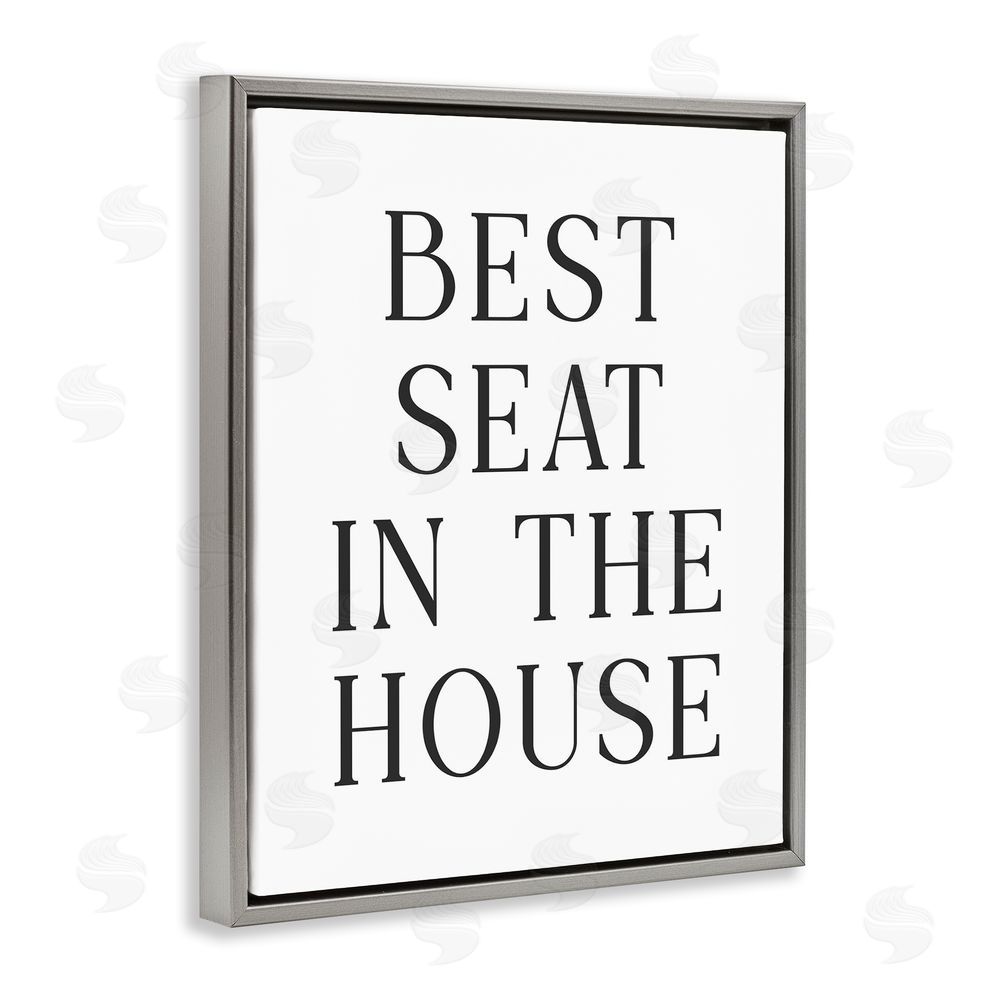 Lettered and Lined Best Seat Bathroom Toilet Gray Floating Frame Canvas Wall Art Print