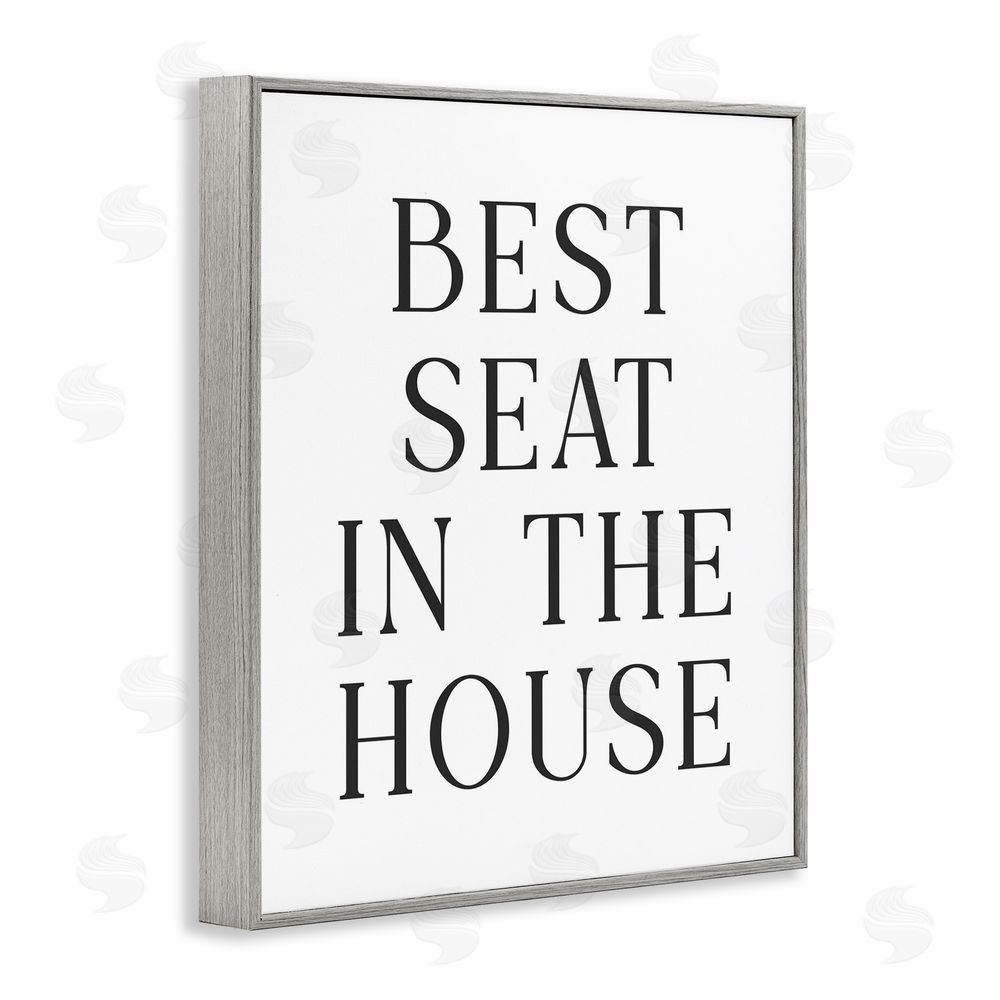Lettered and Lined Best Seat Bathroom Toilet Gray Framed Giclee Wall Art Print
