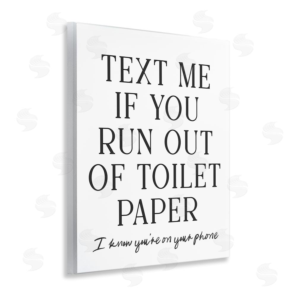 Lettered and Lined Funny Bathroom Texting Wooden Wall Plaque Art Print