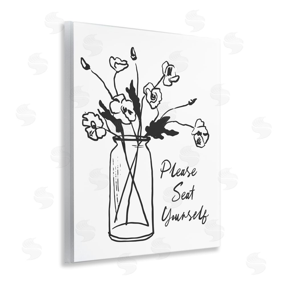 Lettered and Lined Seat Yourself Bathroom Flowers Wall Plaque Art Print
