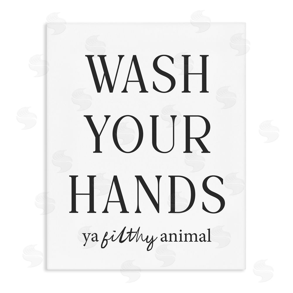 Lettered and Lined Wash Your Hands Funny Reminder Stretched Canvas Wall Art Print