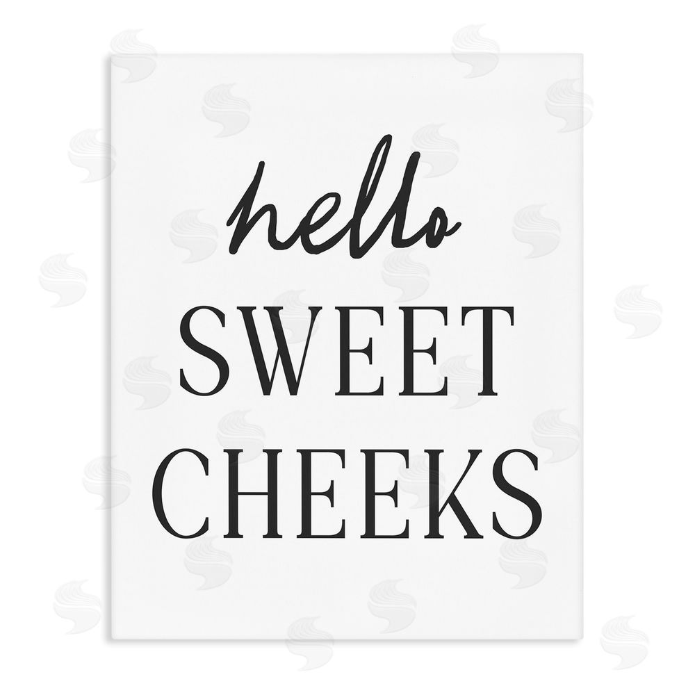 Lettered and Lined Sweet Cheeks Bathroom Humor Stretched Canvas Wall Art Print
