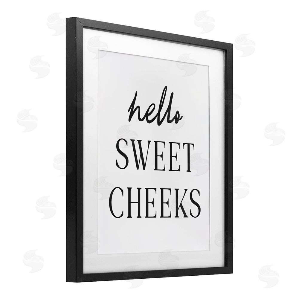 Lettered and Lined Sweet Cheeks Bathroom Humor Black Framed Print Under Glass Wall Art