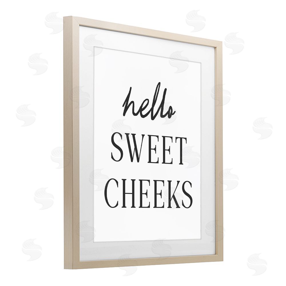 Lettered and Lined Sweet Cheeks Bathroom Humor Brown Framed Print Under Glass Wall Art